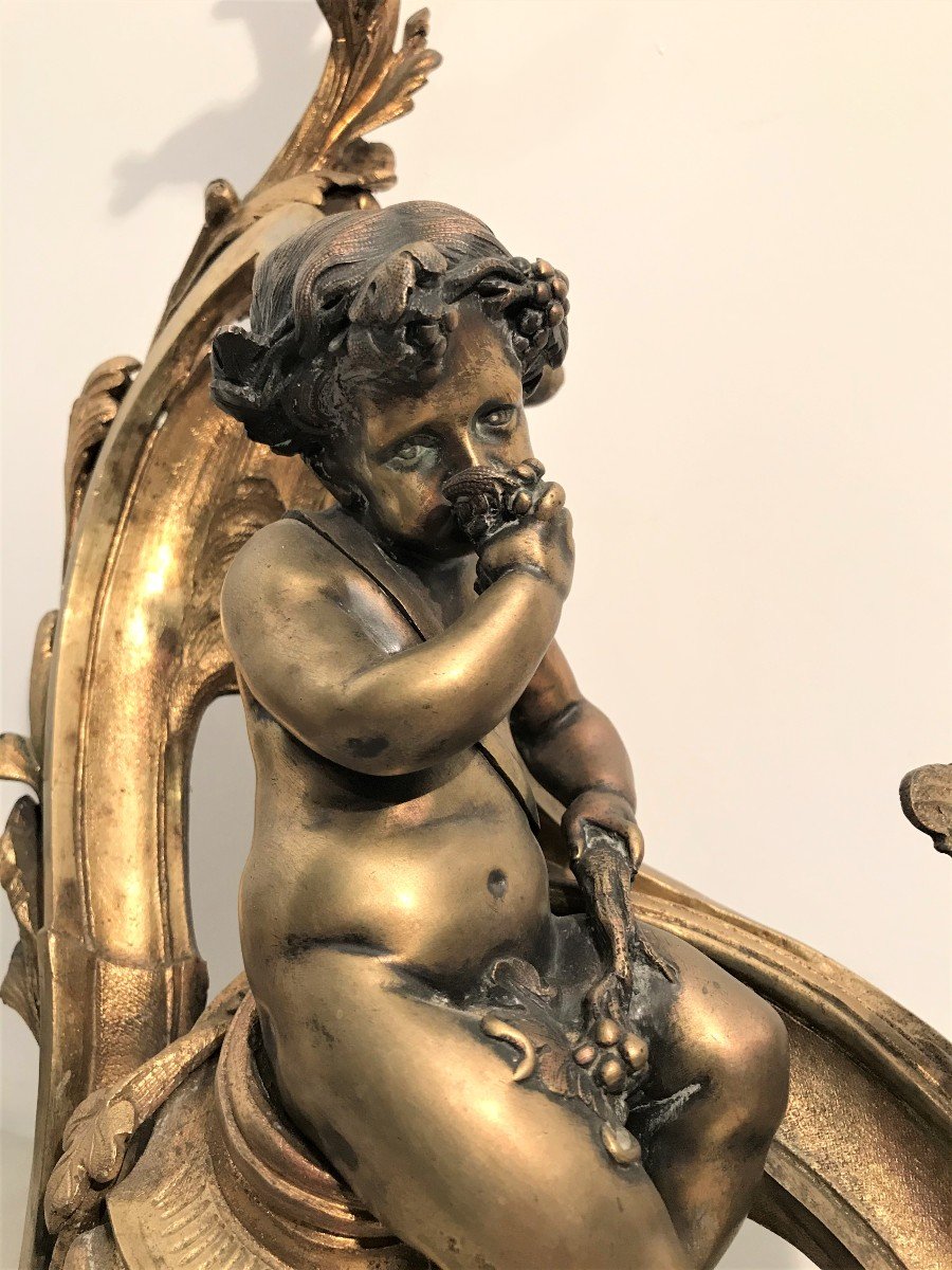 Devant de cheminée aux amours en bronze style Louis XV époque XIXème siècle-photo-3