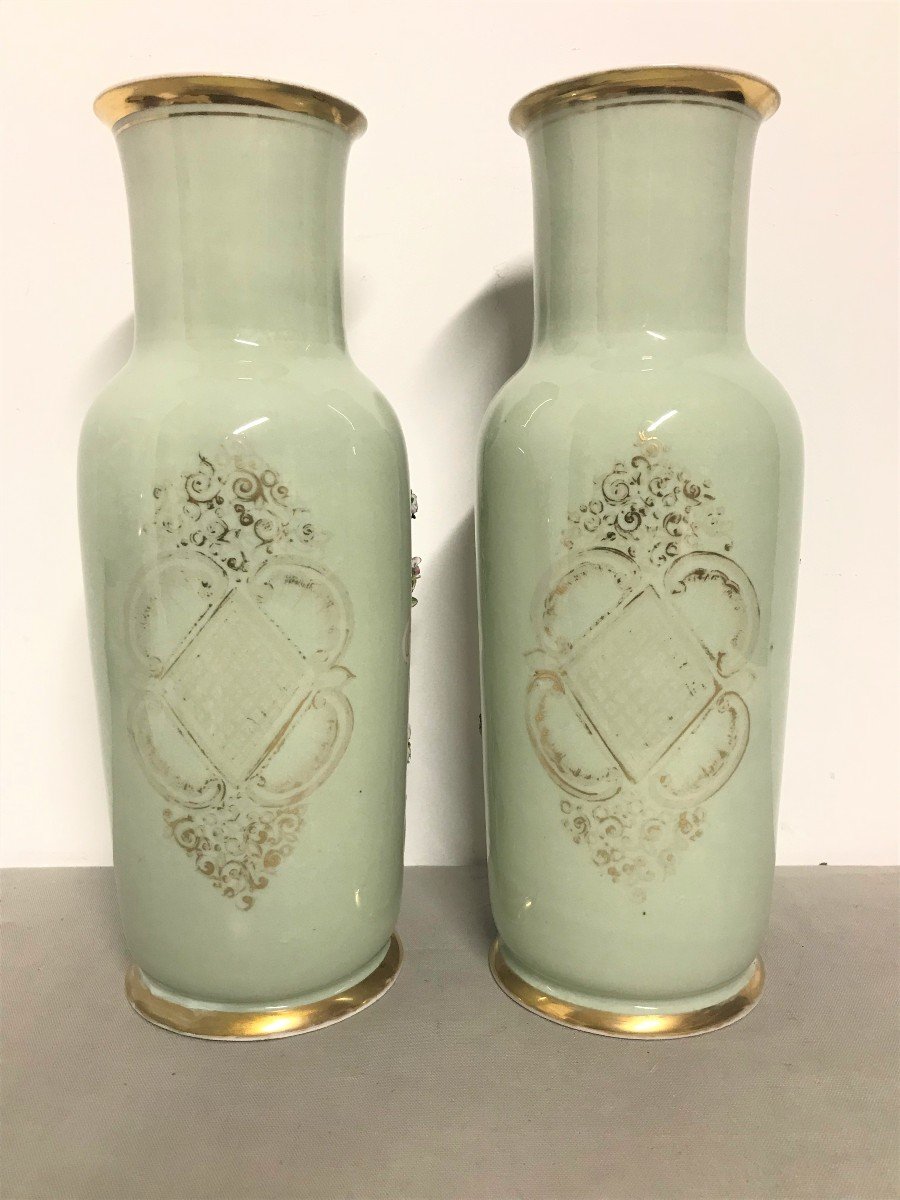 Pair Of Porcelain Vases Decorated With 19th Century Angels-photo-7