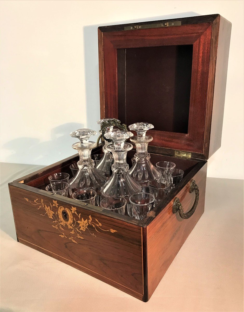 Liquor Cellar Charles X Period Crystal And Marquetry