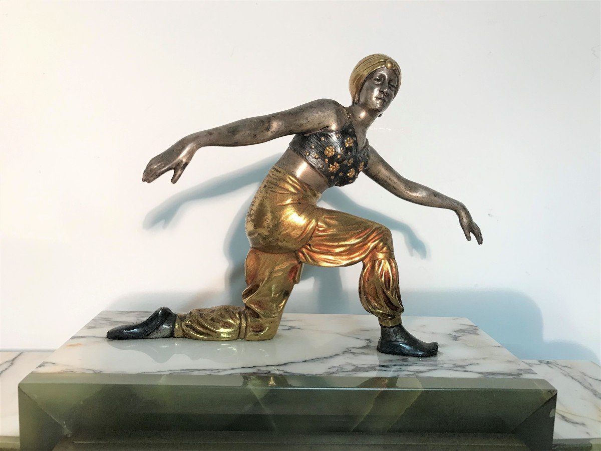 Pendule époque Art Déco avec bronze orientaliste-photo-4
