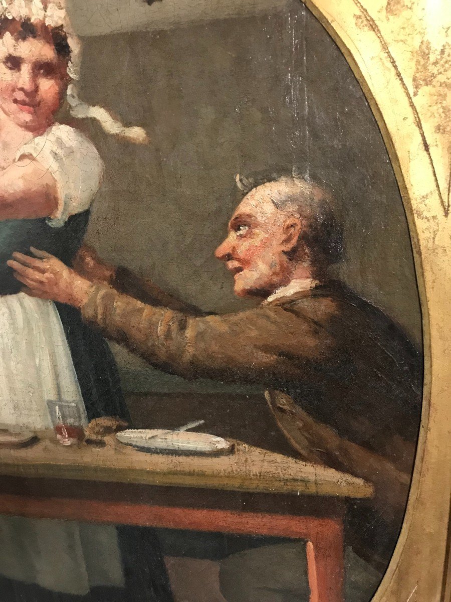 Tableau huile sur toile "scène de taverne" époque XIXème siècle-photo-4