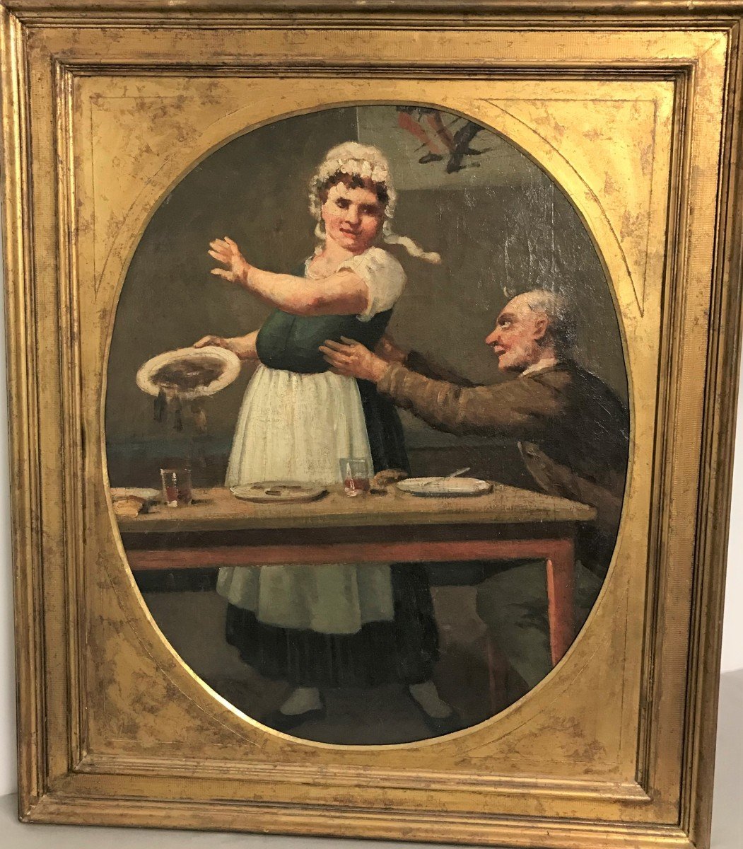 19th Century Oil Painting On Canvas "tavern Scene"