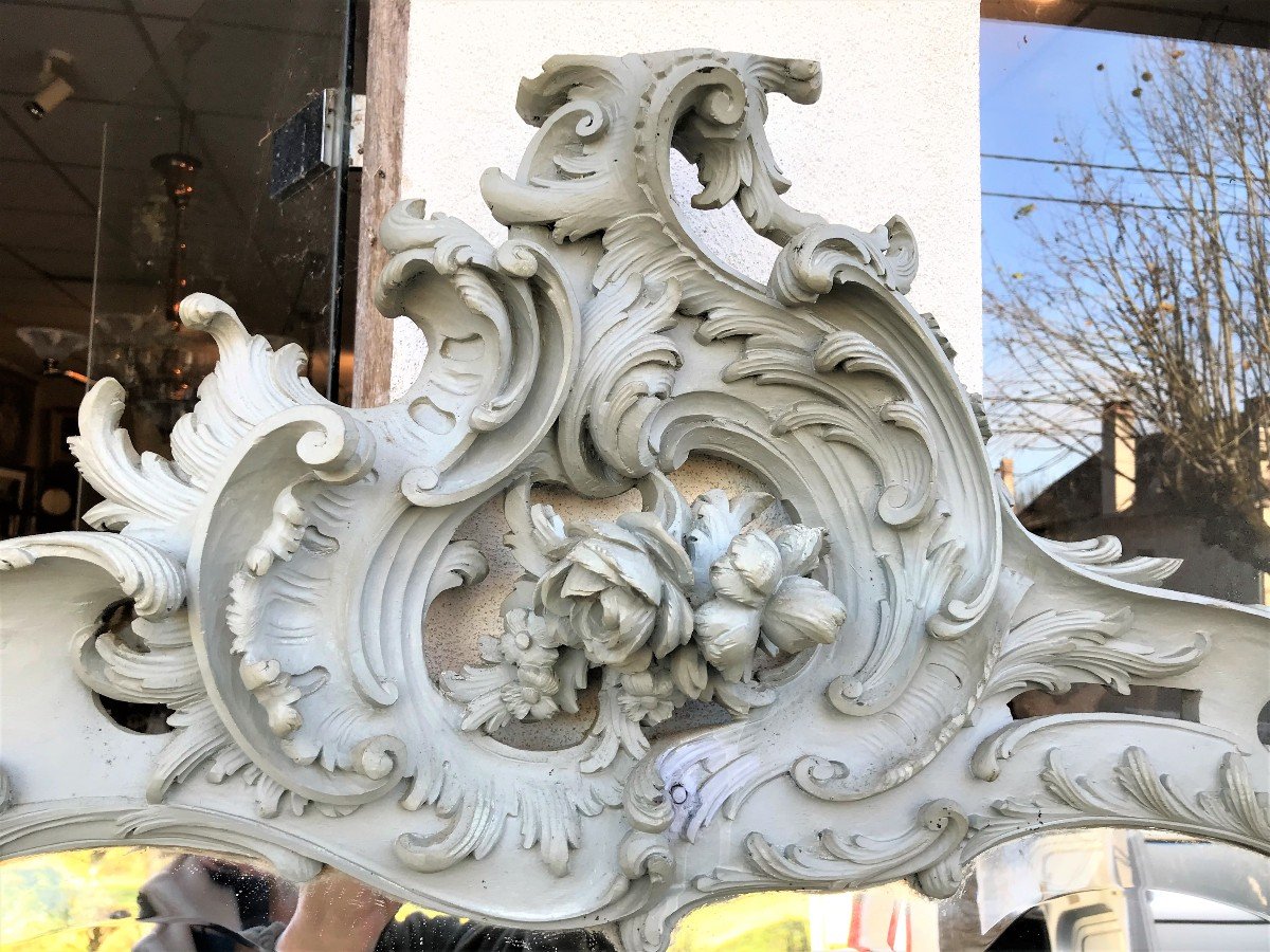 Grand miroir de style Louis XV en bois époque XIXème siècle-photo-1