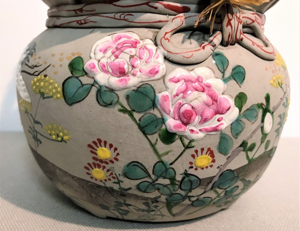 Japanese Teapot In Glazed Stoneware Banko Sumidagawa 19th Century-photo-4