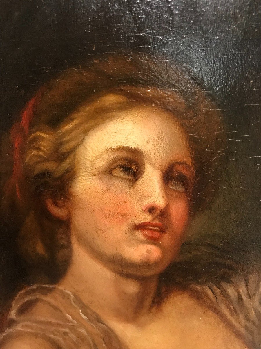 Erotic Painting Oil On Panel Young Woman XIXth Century-photo-4