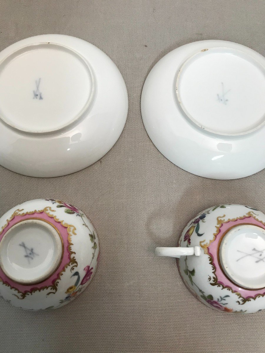 Tasses en porcelaine de Meissen époque XVIII ème siècle-photo-5