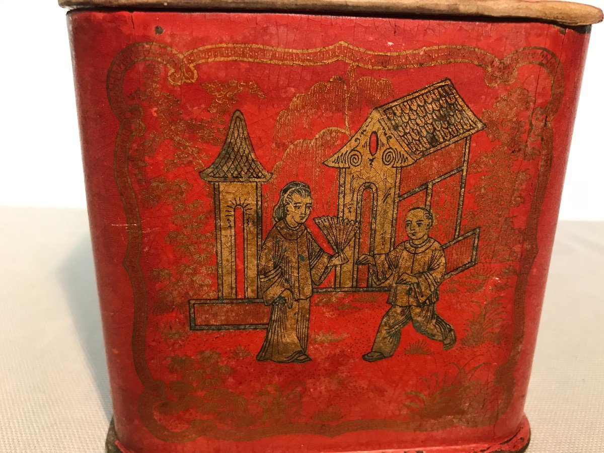 Boiled Cardboard Tea Box, Japanese Decor, Napoleon III Period-photo-4