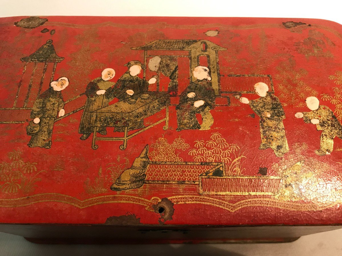 Boiled Cardboard Tea Box, Japanese Decor, Napoleon III Period-photo-4