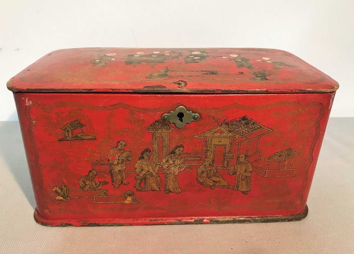 Boiled Cardboard Tea Box, Japanese Decor, Napoleon III Period