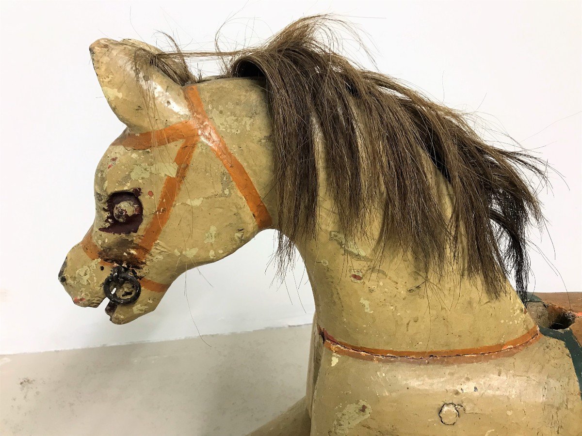 19th Century Wooden Carousel Horse-photo-3