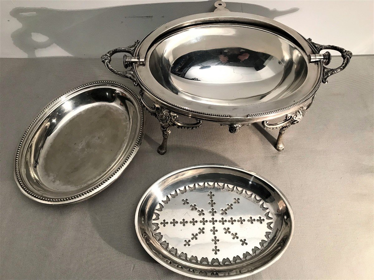 Bain marie l&eacute;gumier en m&eacute;tal argent&eacute; &eacute;poque XIX&egrave;me si&egrave;cle-photo-1