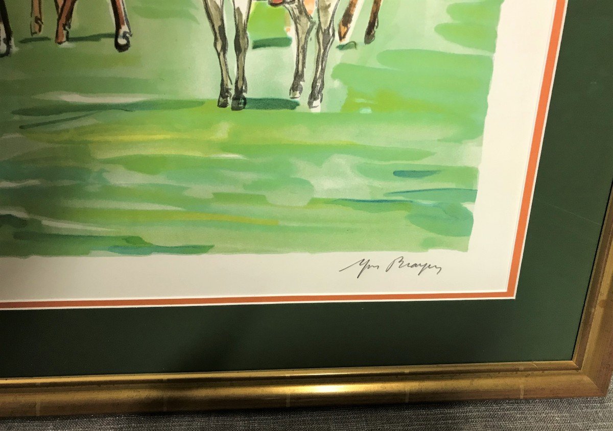 Lithograph Painting By Brayer 20th Century Polo Players-photo-4