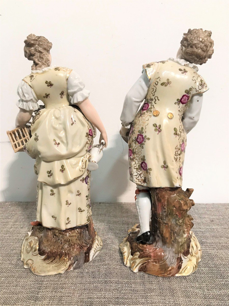Couple Of German Volkstedt Porcelain Figurines From The 19th Century-photo-7