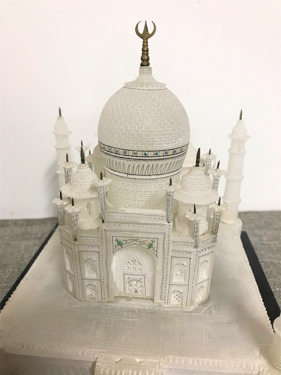 Alabaster Sculpture Of The Taj Mahal Mausoleum, 20th Century-photo-4