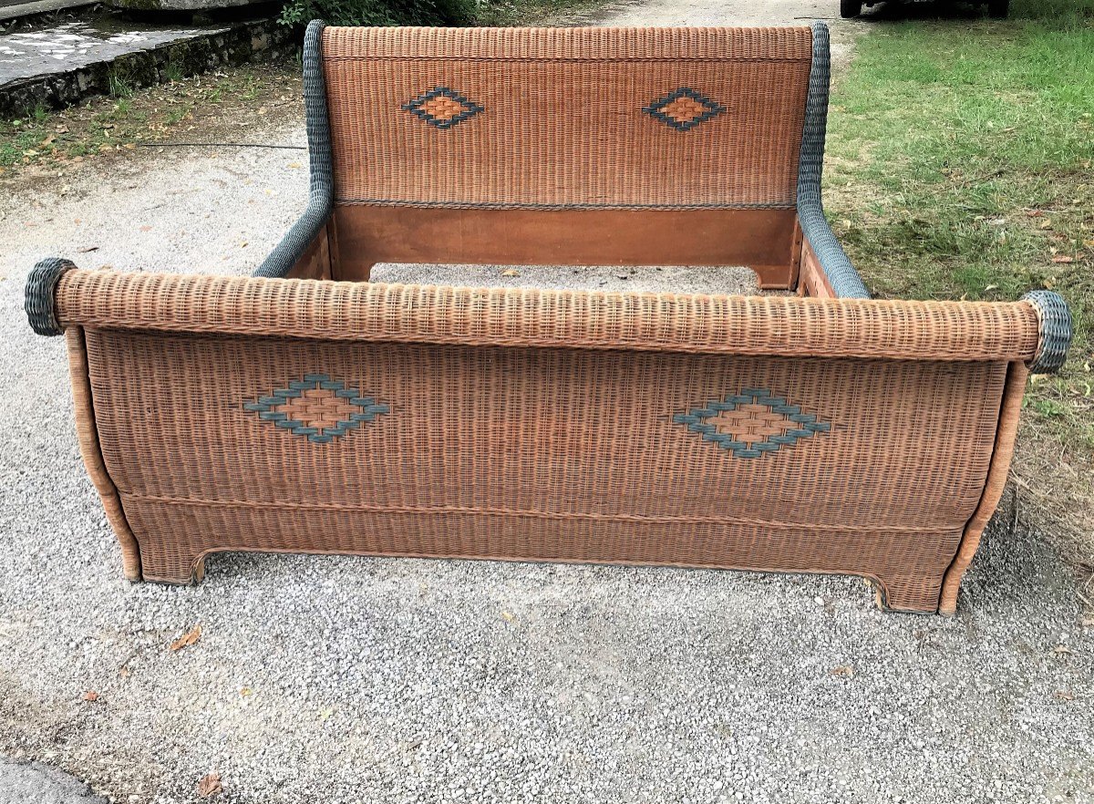 Large Rattan Bed 180 X 200 1930s-photo-1