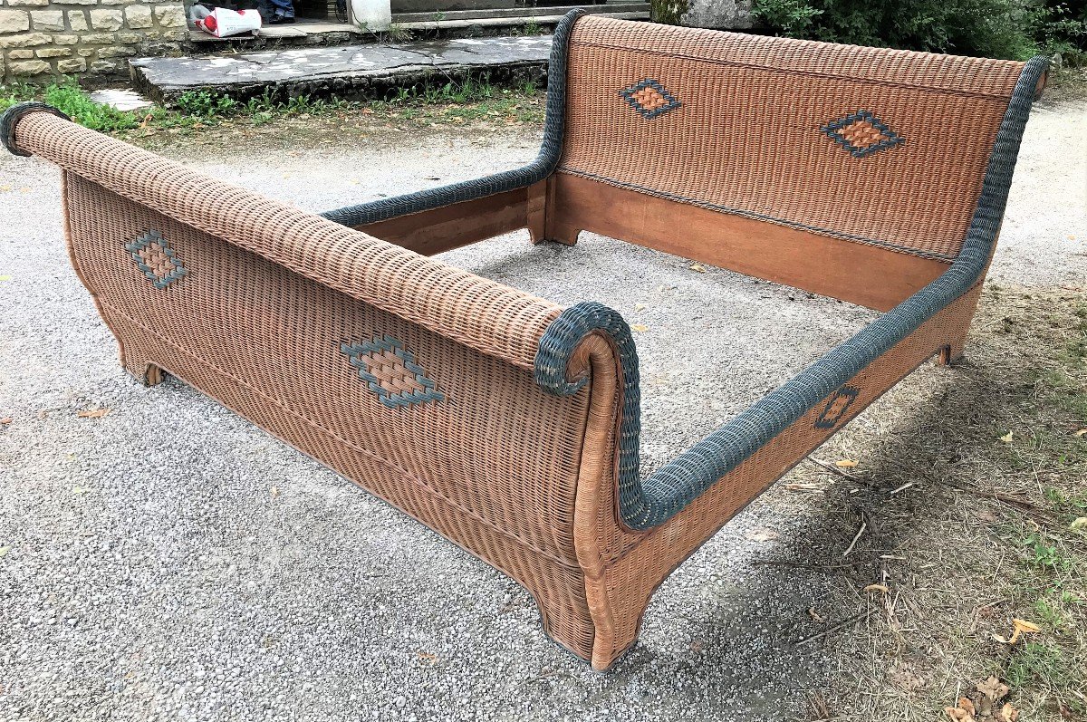 Large Rattan Bed 180 X 200 1930s-photo-2