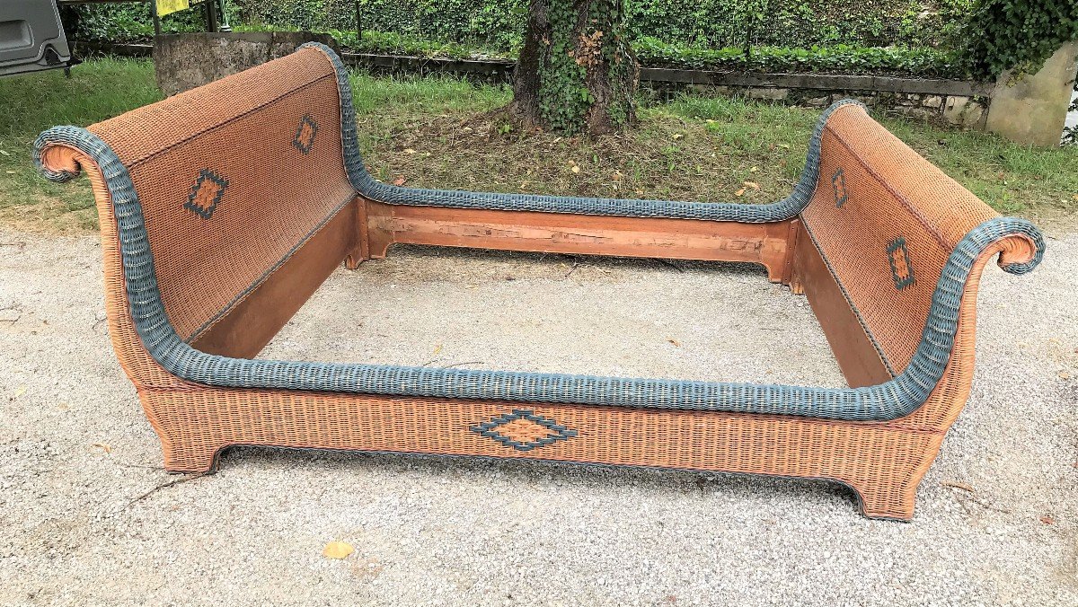 Large Rattan Bed 180 X 200 1930s