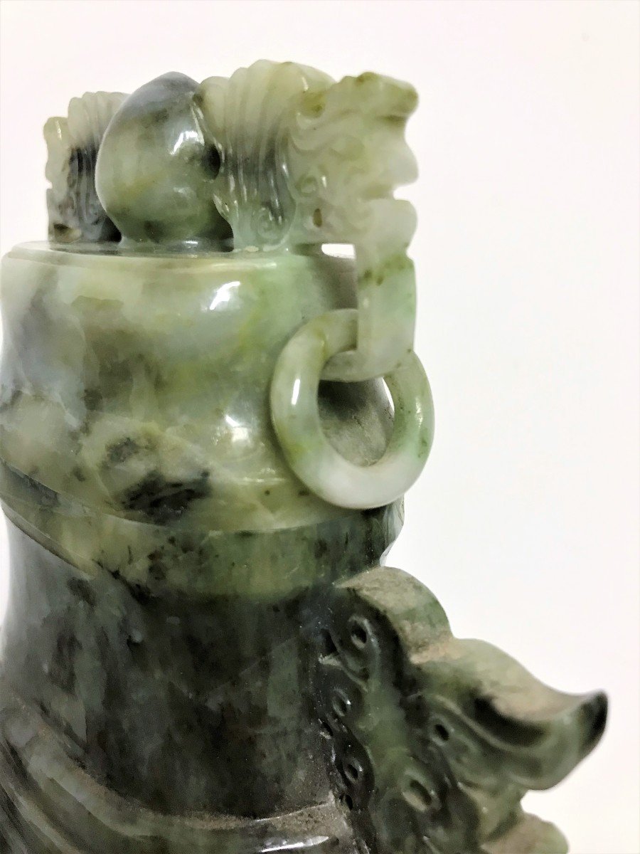 Covered Vase China In Fluorite Hard Stone? 20th Century Period-photo-6