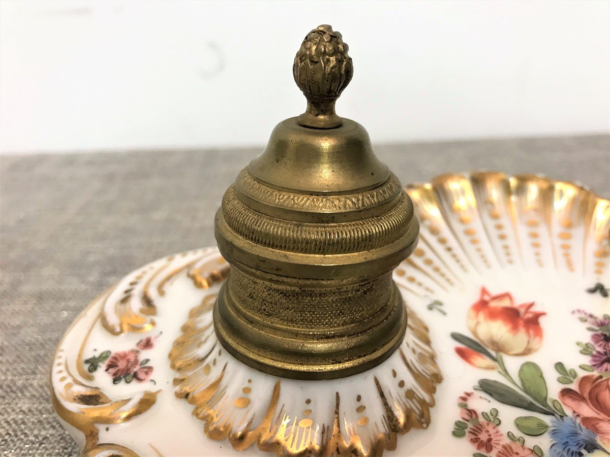 Double Inkwell In Meissen Porcelain, 19th Century-photo-1