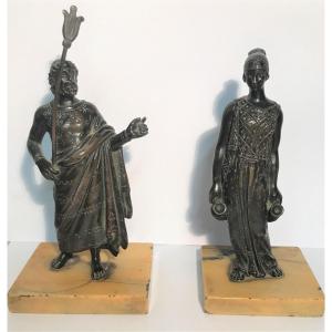 Deux bronzes XIXème siècle personnages de la Grèce Antique
