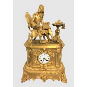 Grande et importante pendule en bronze doré époque milieu XIXème siècle