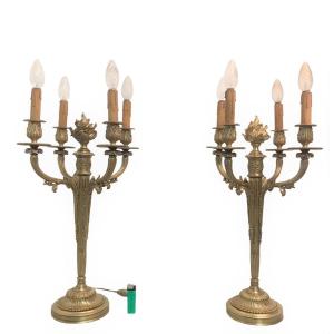 Grande paire de candélabres bronze style Louis XVI