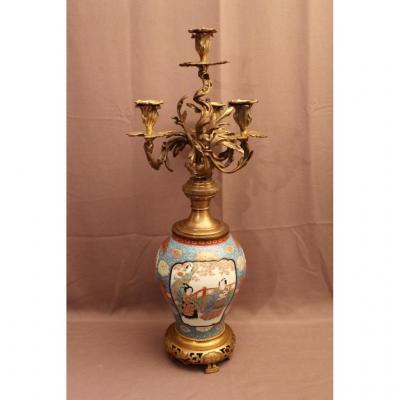 Japan Porcelain And Bronze Candelabra