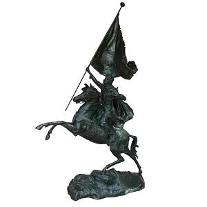 Très grand bronze cavalier arabe Jean-Baptiste Belloc