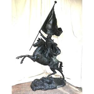 Très grand bronze cavalier arabe Jean-Baptiste Belloc