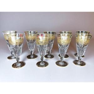  9 flûtes à champagne en cristal de Baccarat modèle Eldorado