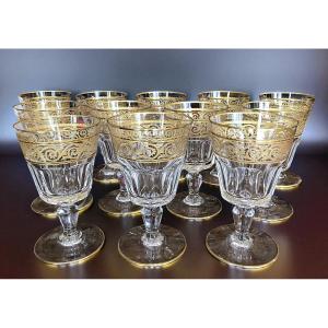12 verres à eau en cristal de Baccarat modèle Eldorado