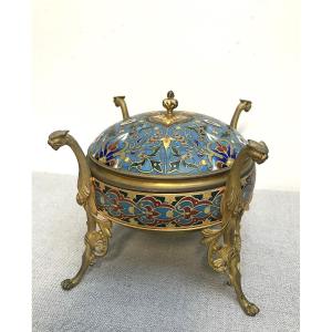 Bonbonnière émail cloisonné F. Barbedienne