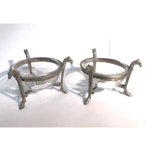 Paire de salerons Empire argent massif