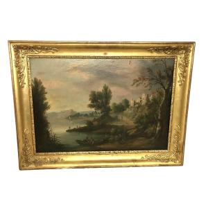 Tableau paysage lacustre époque XIXème siècle