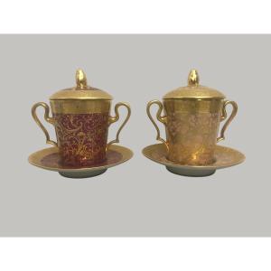 Tasses trembleuses porcelaine de Limoges  G. Dumas