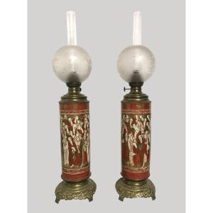 Pair Of Japanese-style Oil Lamps