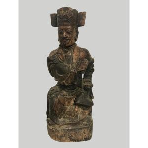 18th- Or 19th-century Chinese Wooden Statue Of A Dignitary