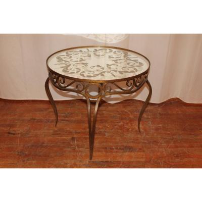Iron Coffee Table Wrought Gilded Art Deco Style