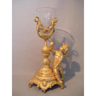 Soliflore With Putti Gilded Bronze XIX Century