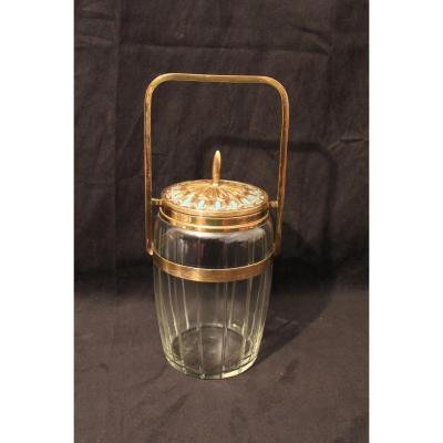 Crystal And Brass Cookie Bucket Art Deco