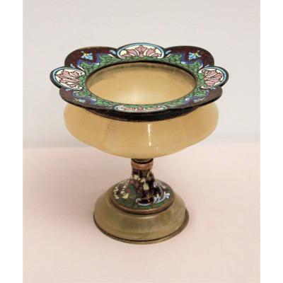 Coupe Signed Alphonse Giroux Onyx, Bronze And Cloisonné Enamel Nineteenth Century