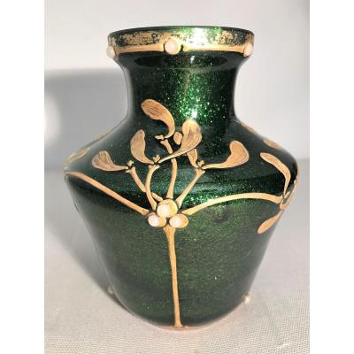 Clain & Perrier Art Deco Gold Glitter Vase