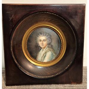 Miniature Painting On Ivory Portrait Of A Woman Signed Lebrun