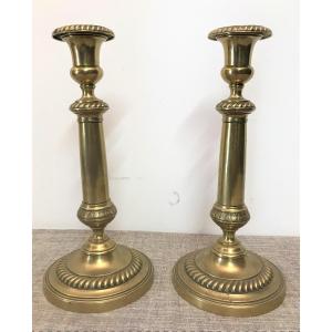 Pair Of Early 19th Century Brass Candlesticks