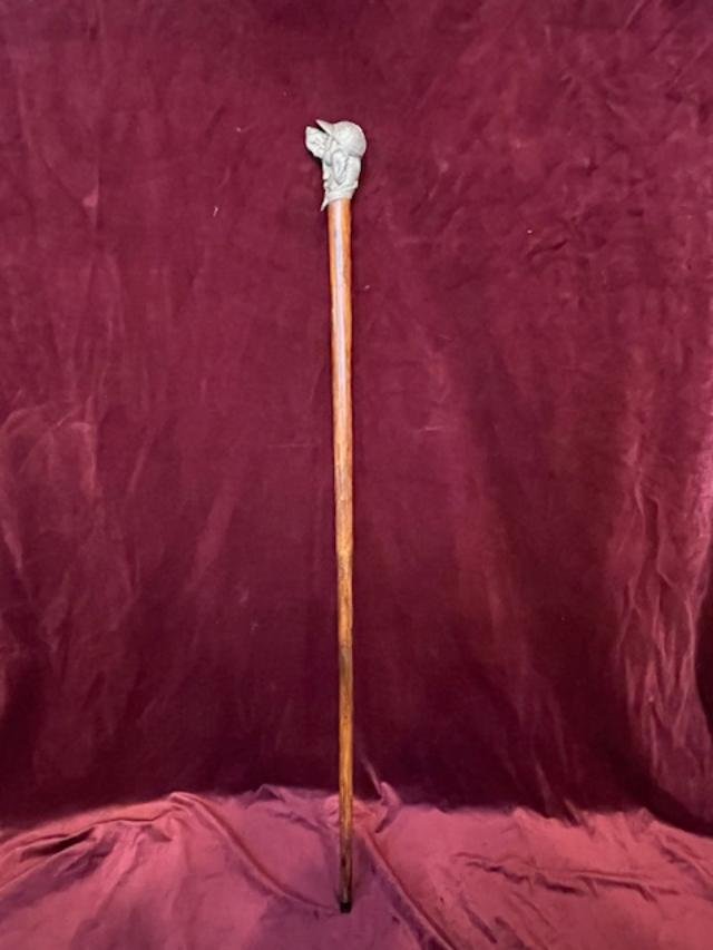 Canne pommeau tête de chien jockey-photo-2