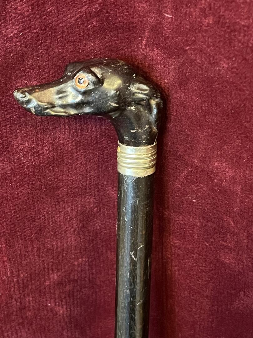 Ebony Dog Head Walking Stick 