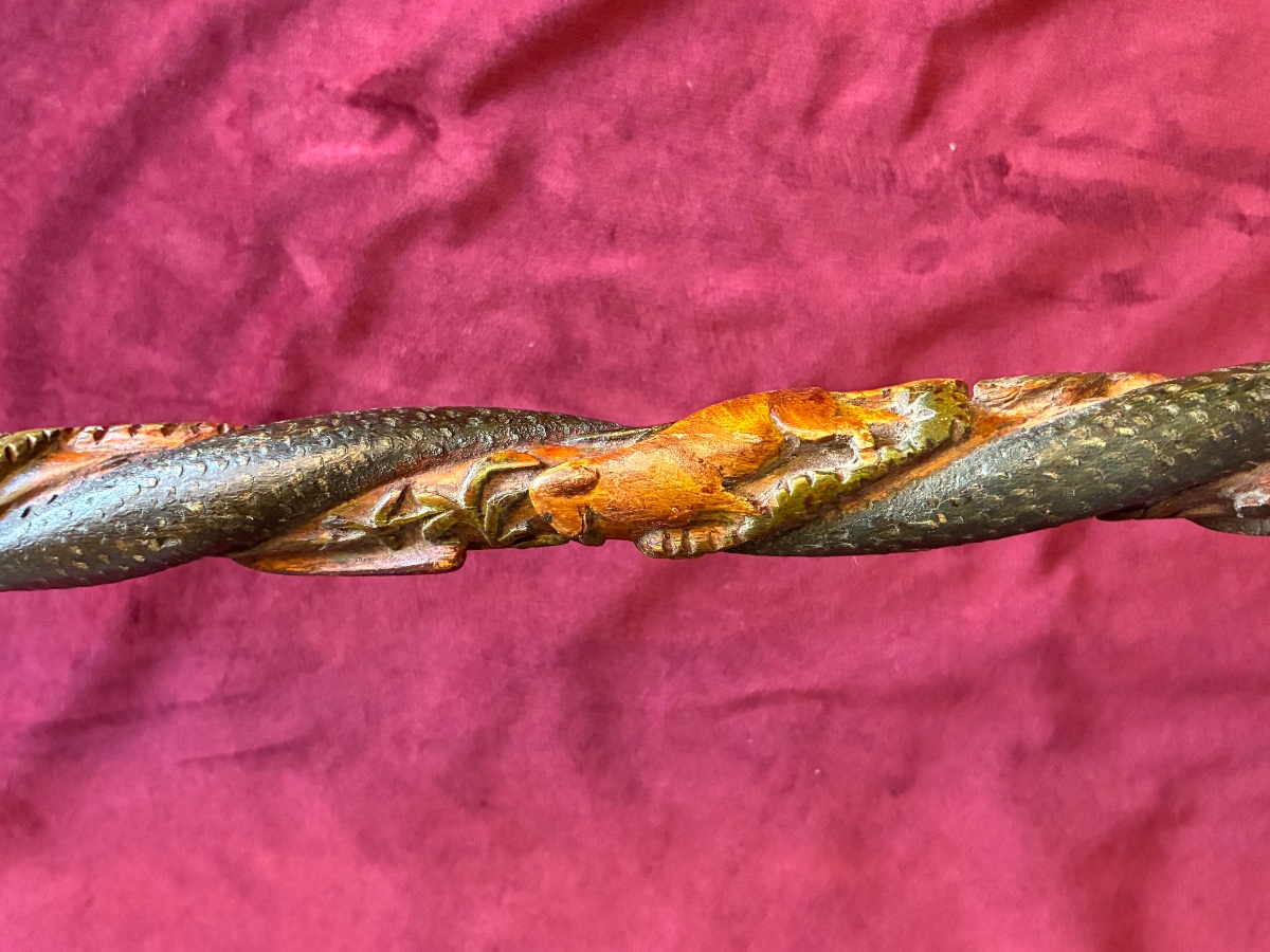 Canne art populaire polychrome -photo-3