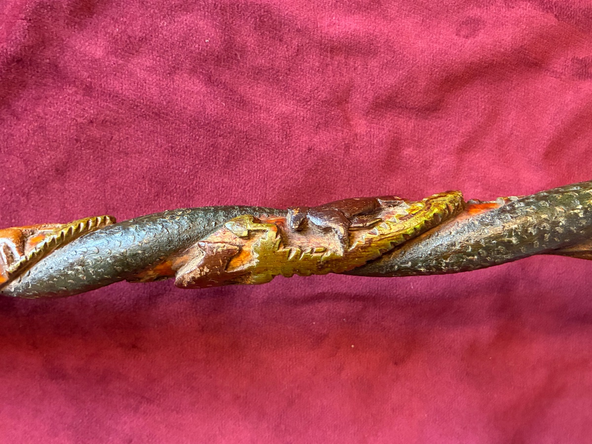 Canne art populaire polychrome -photo-4