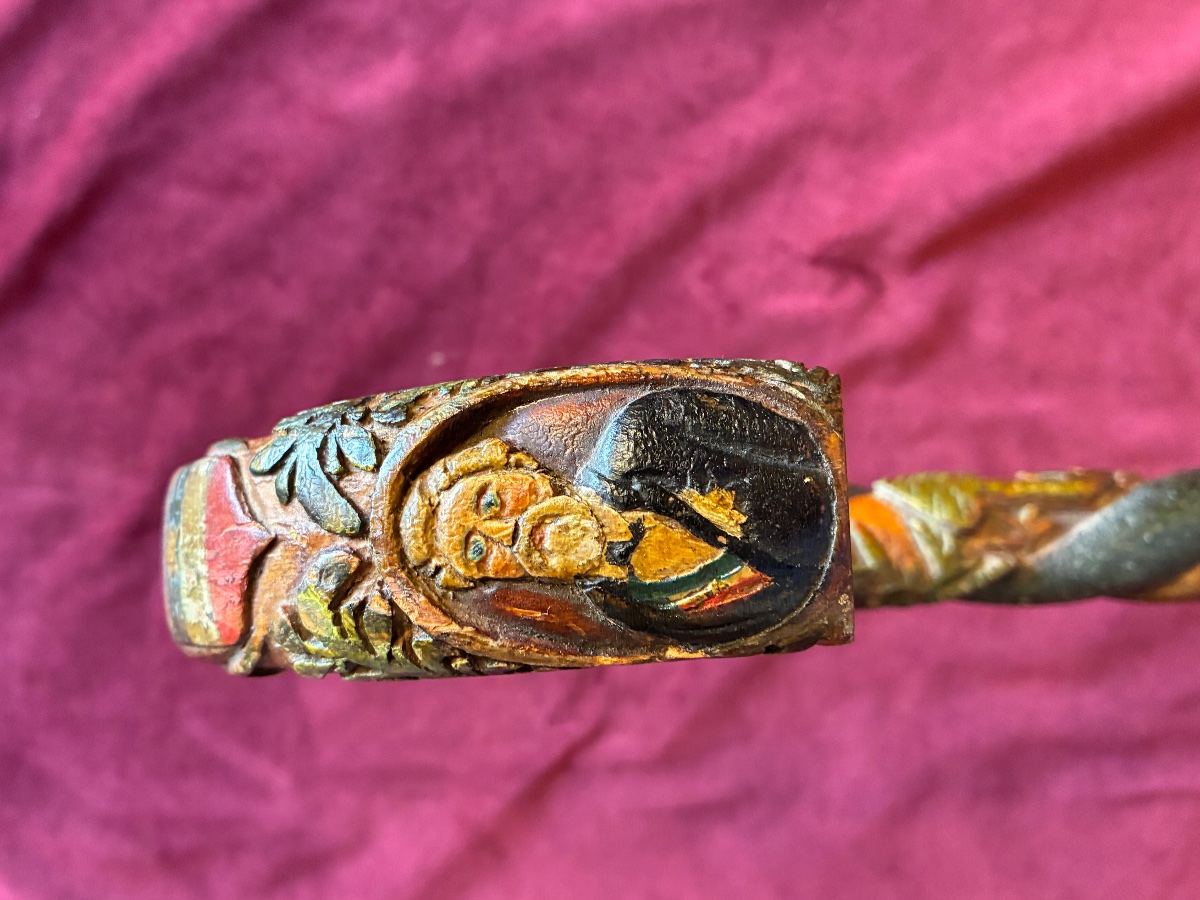 Canne art populaire polychrome -photo-3