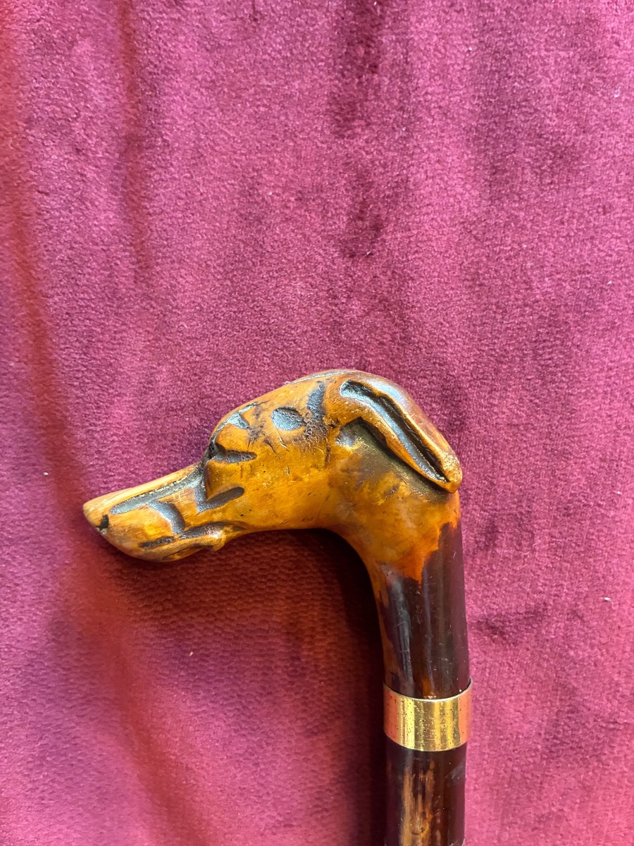 Monoxyl Cane With A Greyhound Head